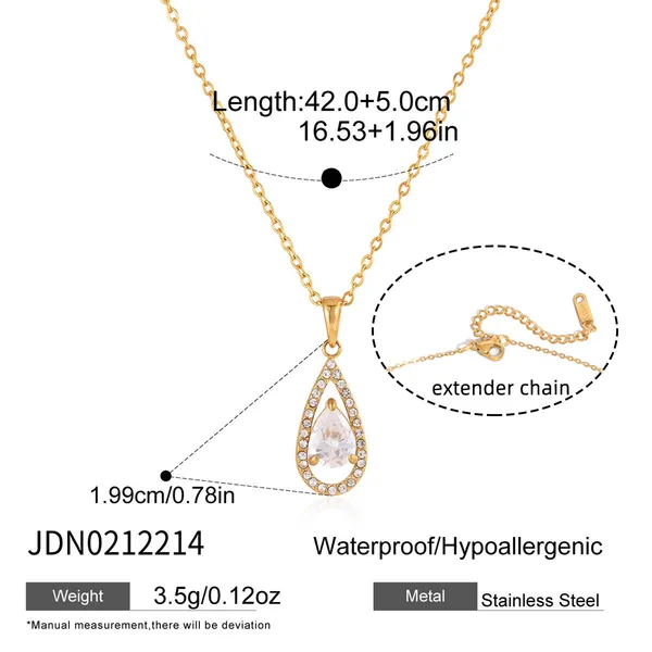 Crystal_Drop_Necklace__Necklace_gold_Stainless_steel