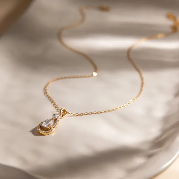 Crystal_Drop_Necklace__Necklace_gold_Stainless_steel