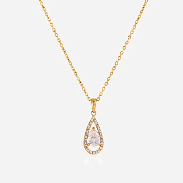 Crystal_Drop_Necklace__Necklace_gold_Stainless_steel