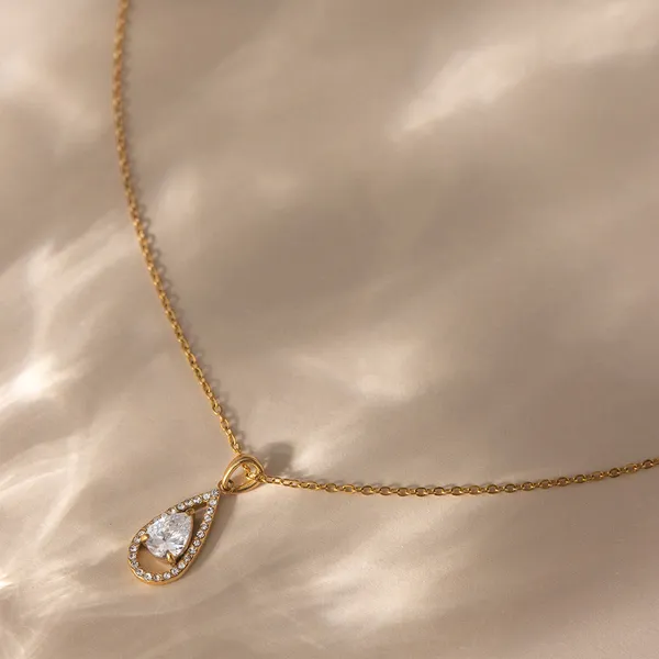 Crystal_Drop_Necklace__Necklace_gold_Stainless_steel