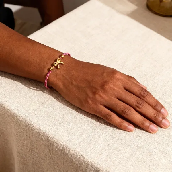 Pink_Ribbon_Charm__Bracelet__gold_Stainless_steel