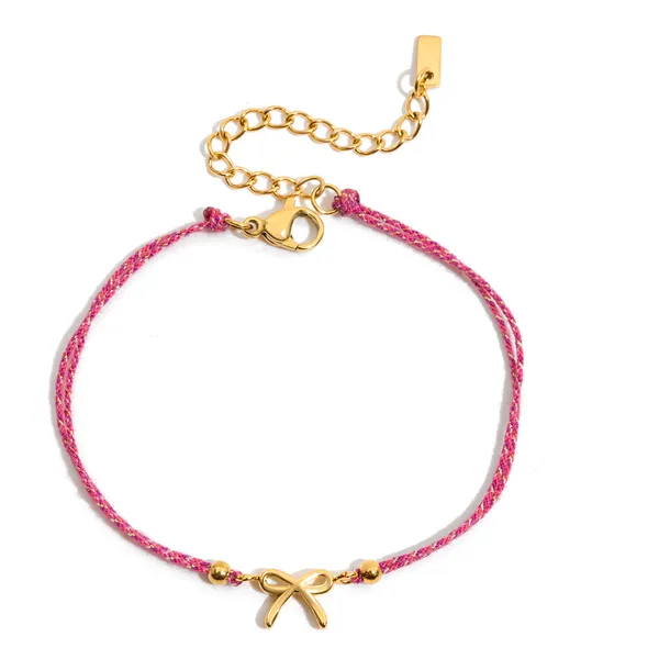 Pink_Ribbon_Charm__Bracelet__gold_Stainless_steel