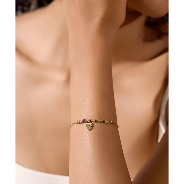 Leaf_Beaded_Bracelet__Bracelet__gold_Stainless_steel