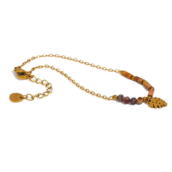 Leaf_Beaded_Bracelet__Bracelet__gold_Stainless_steel