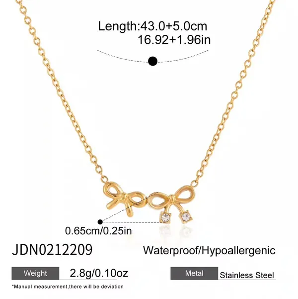 Ribbon_Sparkle_Necklace__Necklace_gold_Stainless_steel