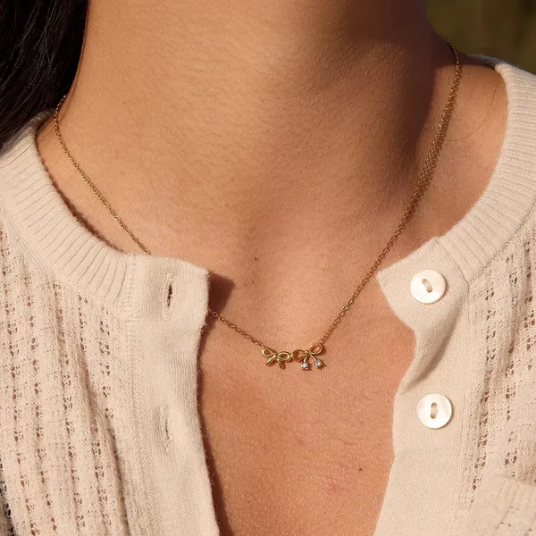 Ribbon_Sparkle_Necklace__Necklace_gold_Stainless_steel