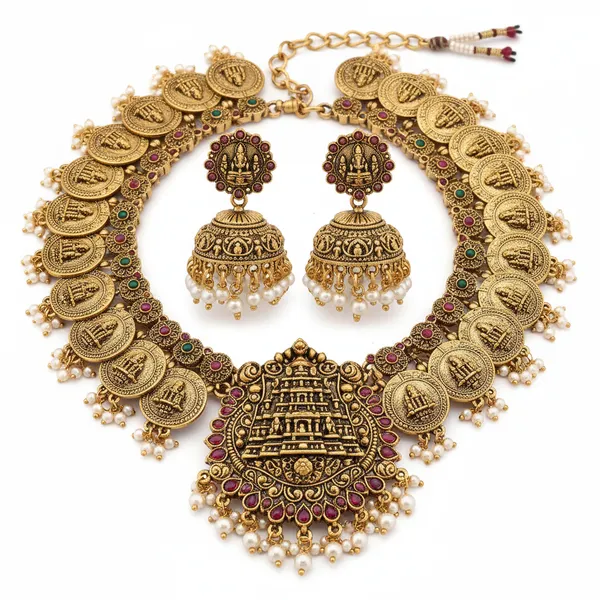 Mandir_Coin_Jhumki_Necklace_Set__Necklace__gold_Stainless_steel