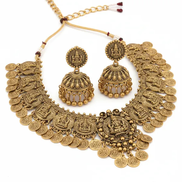 Mandir_Coin_Jhumki_Necklace_Set__Necklace__gold_Stainless_steel
