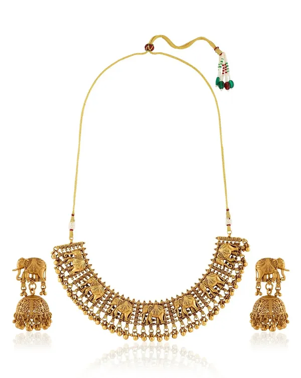 Gajraj_Elephant_Jhumki_Necklace_Set__Necklace__gold_Stainless_steel