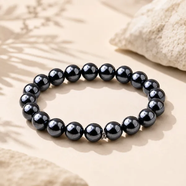 Rieki_Gun_Metal_Crystal_Bracelet_For_Men_Black_Beaded_Reiki_Bracelet__Bracelet__black_Stainless_steel