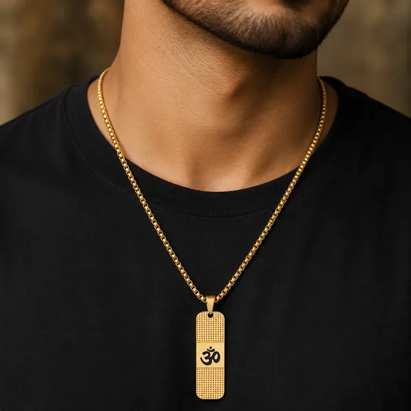 Om_Pendant_Gold_Chain_For_Men_24_Inch_Stainless_Steel_Necklace__Necklace_gold_Stainless_steel