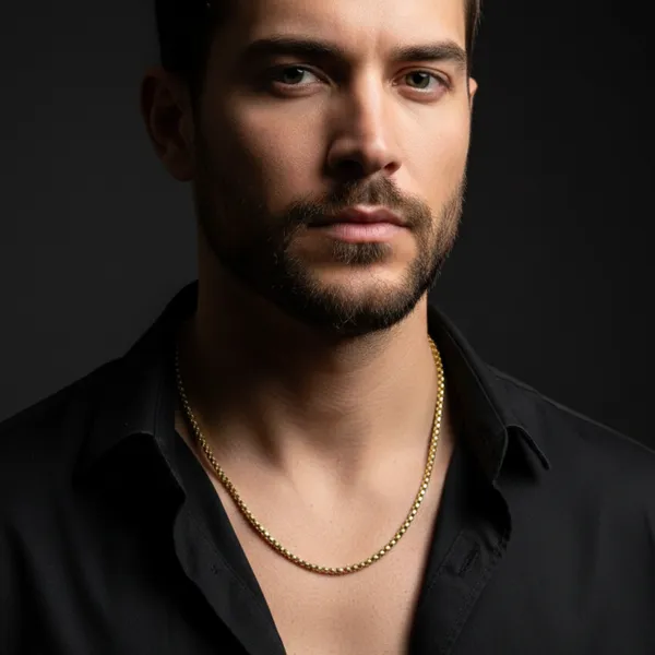 Gold_Filled_Box_Chain_Necklace_For_Men_21_Inch__Necklace__gold_Stainless_steel