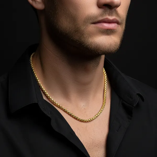 Gold_Filled_Box_Chain_Necklace_For_Men_21_Inch__Necklace__gold_Stainless_steel
