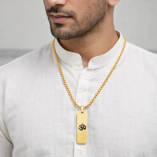 Om_Matte_Finish_Necklace_For_Men_24_Inch__Necklace__gold_Stainless_steel