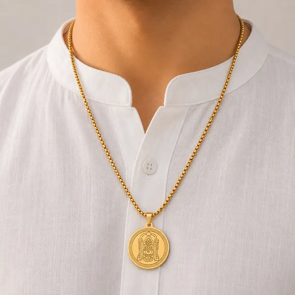 Divine_Tirupati_Balaji_Pendant_Gold_Stainless_Steel_Necklace_Chain_For_Men_24_Inch__Necklace__gold_Stainless_steel
