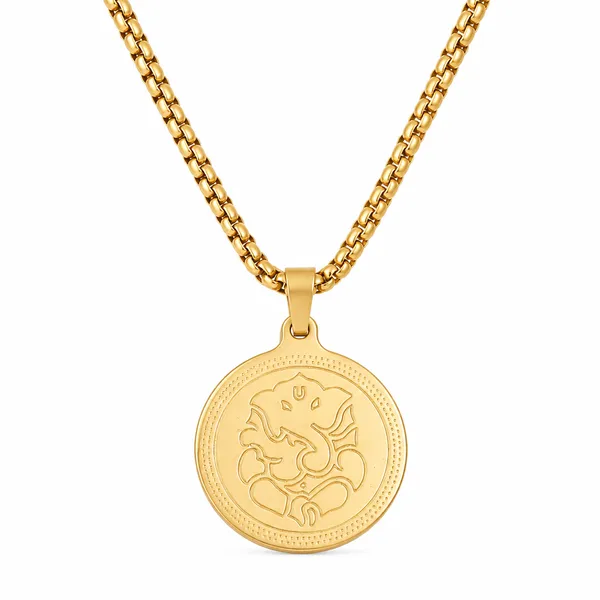 Ganesha_S_Blessing_Pendant_Gold_Stainless_Steel_Necklace_Chain_For_Men_24_Inch__Necklace__gold_Stainless_steel