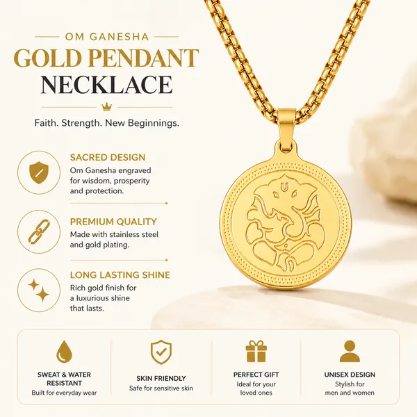 Ganesha_S_Blessing_Pendant_Gold_Stainless_Steel_Necklace_Chain_For_Men_24_Inch__Necklace__gold_Stainless_steel