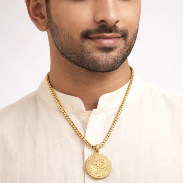 Om_Pendant_Gold_Stainless_Steel_Necklace_Chain_For_Men_24_Inch__Necklace__gold\_Stainless_steel