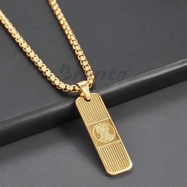 Hanuman_Pendant_With_Dotted_Pattern_Gold_Stainless_Steel_Necklace_Chain_For_Men_24_Inch__Necklace__gold_Stainless_steel