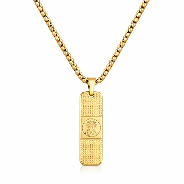 Hanuman_Pendant_With_Dotted_Pattern_Gold_Stainless_Steel_Necklace_Chain_For_Men_24_Inch__Necklace__gold_Stainless_steel