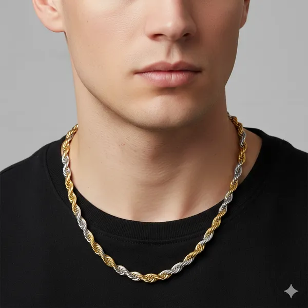 Branta_Men_S_Gold_Silver_Twist_Chain_21_5_Inch__chain_gold_Stainless_steel