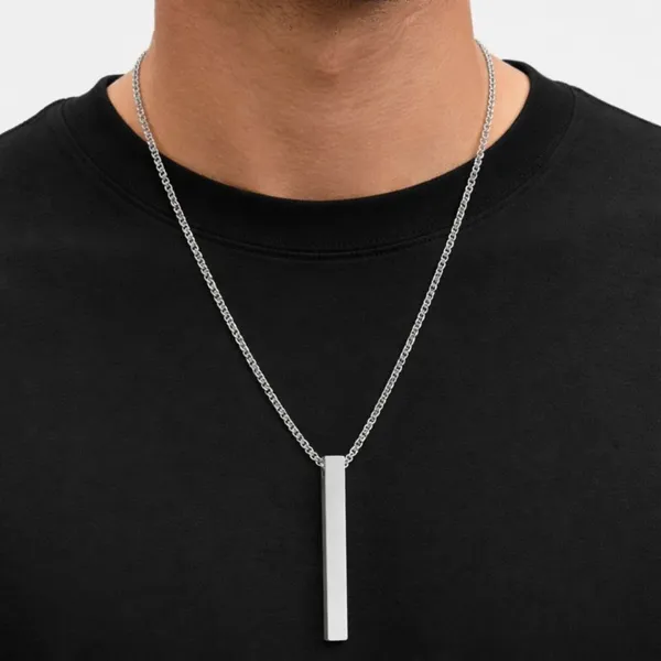 Silver_Bar_Pendant_Chain_Necklace_For_Men__Necklace__silver_Stainless_steel