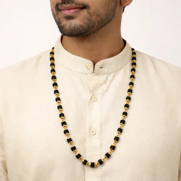 Gold_Plated_Rudraksha_Mala_For_Men_5_Mm__chain_gold_black_Stainless_steel