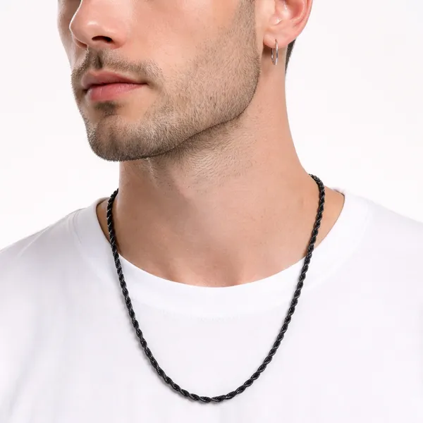 Black_Rope_Chain_Necklace_For_Men_22_Inch__Necklace__gold_Stainless_steel