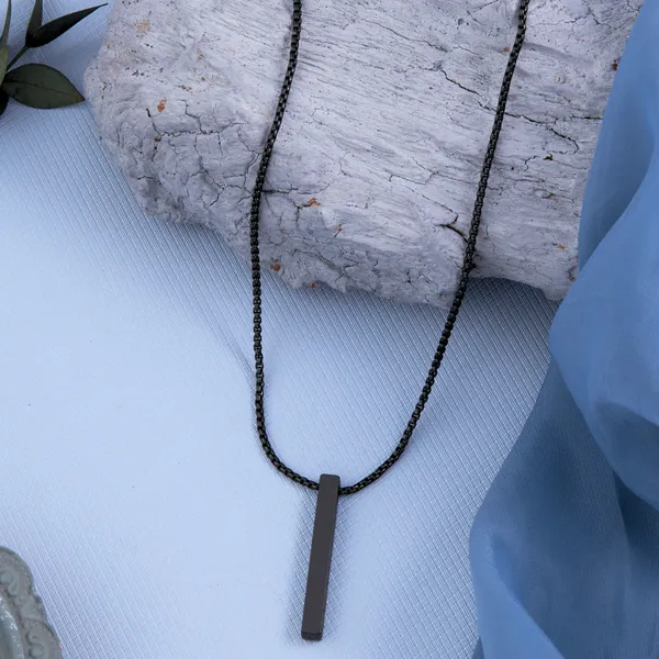 Black_Bar_Pendant_Chain_Necklace_For_Men__Necklace__black_Stainless_steel