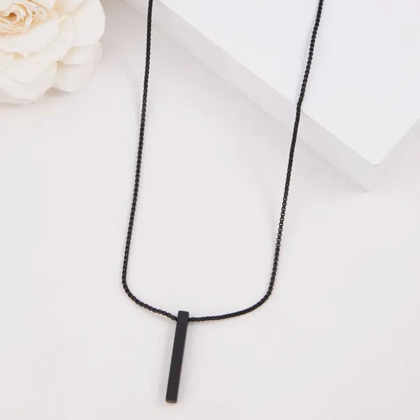 Black_Bar_Pendant_Chain_Necklace_For_Men__Necklace__black_Stainless_steel