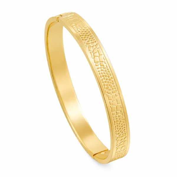 Leather_Pattern_Bracelet_For_Men_7_Inch__Bracelet__gold_Stainless_steel