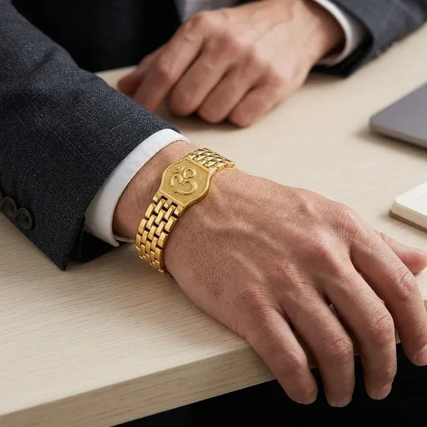 Premium_Om_Gold_Bracelet_For_Men__Bracelet__gold_Stainless_steel