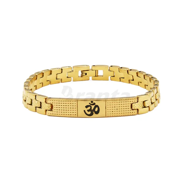 Om_Gold_Bracelet_For_Men_With_Dotted_Pattern_Fenyra__Bracelet__gold_Stainless_steel