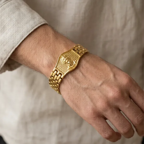 Premium_Hanuman_Gold_Bracelet_For_Men_8_Inch__Bracelet__gold_Stainless_steel