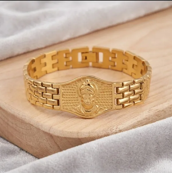 Premium_Hanuman_Gold_Bracelet_For_Men_8_Inch__Bracelet__gold_Stainless_steel