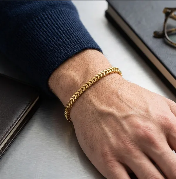 Gold_Plated_Chunky_Link_Stainless_Steel_Bracelet_For_Men_9_Inch__Bracelet__gold_Stainless_steel