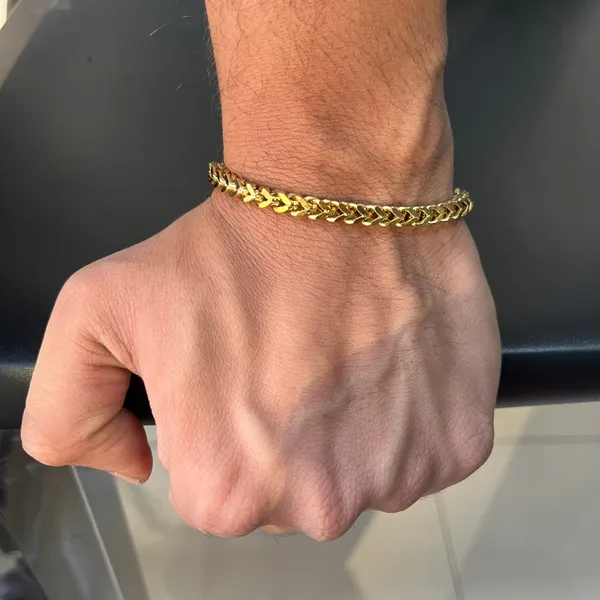 Gold_Plated_Chunky_Link_Stainless_Steel_Bracelet_For_Men_9_Inch__Bracelet__gold_Stainless_steel
