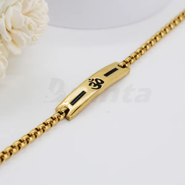 Premium_Om_Gold_Bracelet_For_Men_With_Black_Line_Design_8_Inch__Bracelet__gold_Stainless_steel