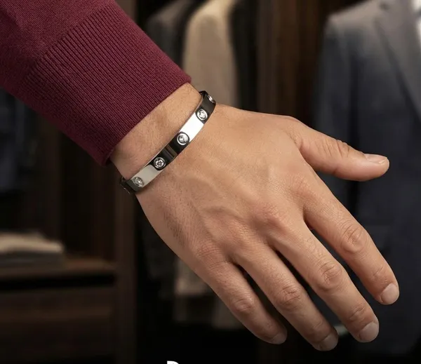 Classic_Love_Diamond_Silver_Bracelet_For_Men__Bracelet__silver_Stainless_steel
