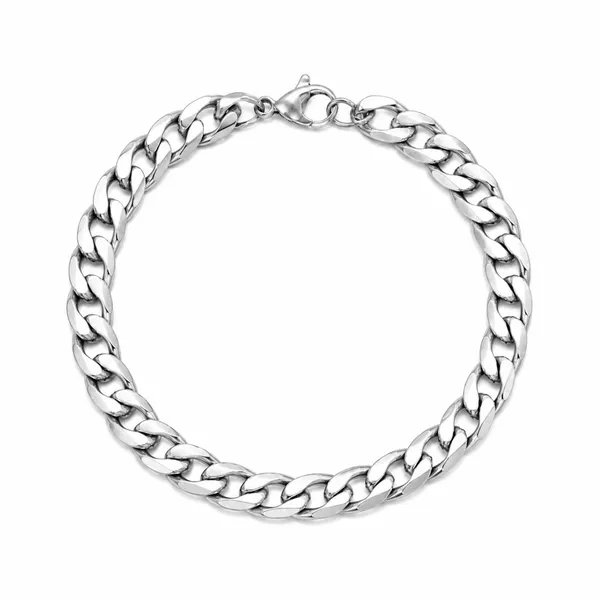 Silver_Stainless_Steel_Curb_Bracelet_For_Men_8_5_Inch__Bracelet__silver_Stainless_steel