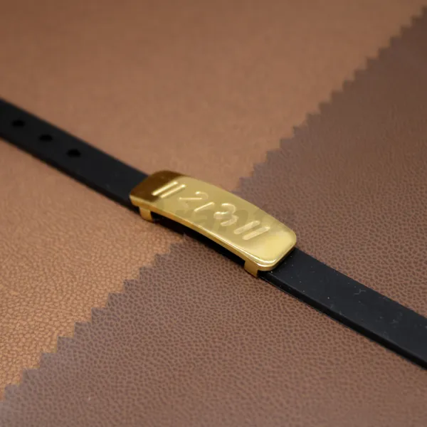 Ram_Shiny_Silicon_Belt_Men_S_Gold_Bracelet__Bracelet__gold_black_Stainless_steel
