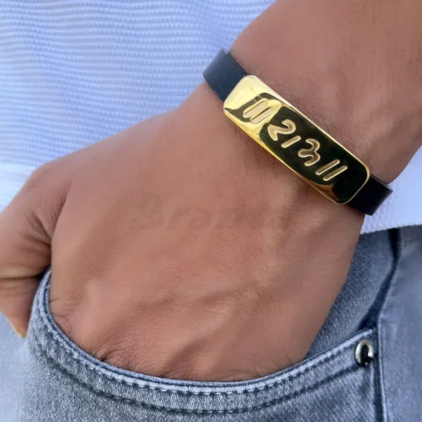 Ram_Shiny_Silicon_Belt_Men_S_Gold_Bracelet__Bracelet__gold_black_Stainless_steel
