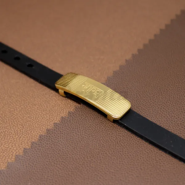 Ram_Dotted_Pattern_Silicon_Belt_Men_S_Gold_Bracelet__Bracelet__gold_black_Stainless_steel