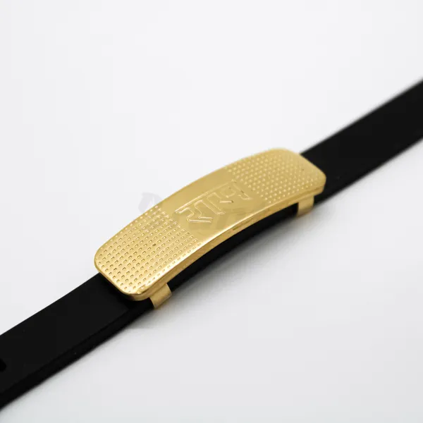 Ram_Dotted_Pattern_Silicon_Belt_Men_S_Gold_Bracelet__Bracelet__gold_black_Stainless_steel