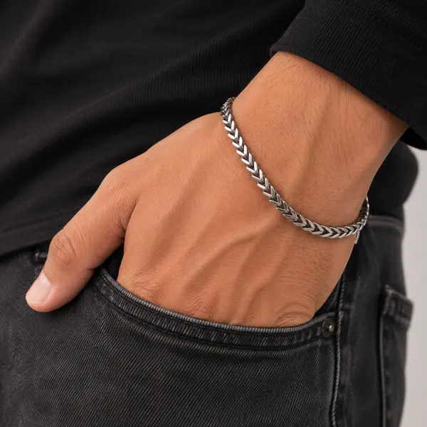 Silver_Chunky_Link_Stainless_Steel_Bracelet_For_Men_9_5_Inch__Bracelet__silver_Stainless_steel