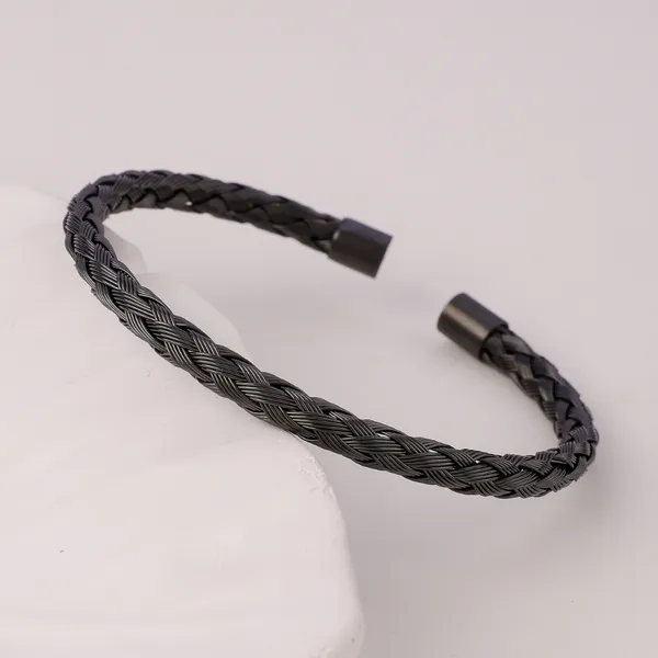 Black_Fashion_Charm_Cuff_Bracelet_For_Men__Bracelet__black_Stainless_steel