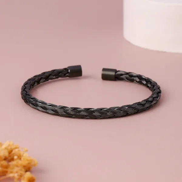 Black_Fashion_Charm_Cuff_Bracelet_For_Men__Bracelet__black_Stainless_steel