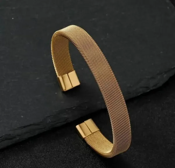 Woven_Stainless_Steel_Cuff_Bracelet_For_Men_Gold_Bracelet__Gold_Stainless_steel
