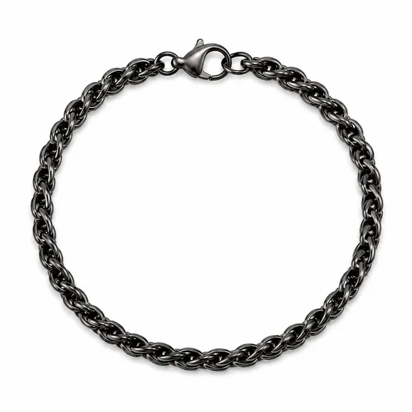 Black_Round_Wheat_Stainless_Steel_Bracelet_For_Men_8_5_Inch__Bracelet__black_Stainless_steel