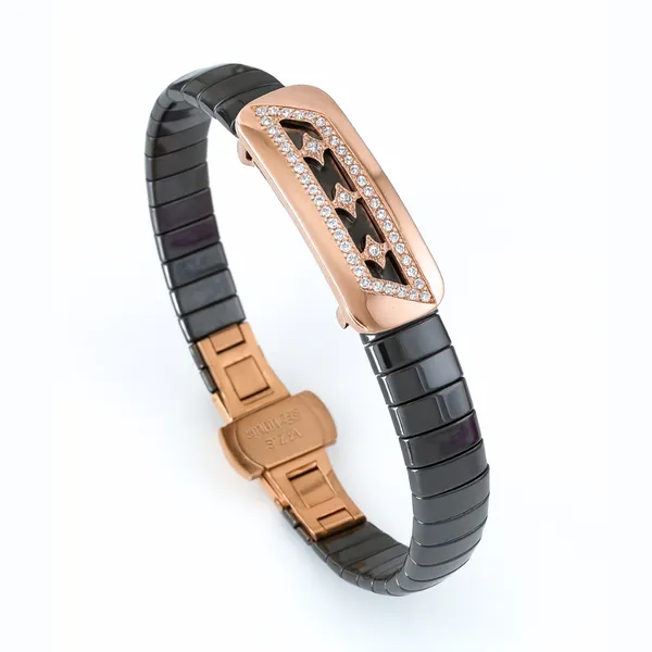 Men_S_Black_Ceramic_Stainless_Steel_Arrow_Design__Bracelet__gold_Stainless_steel